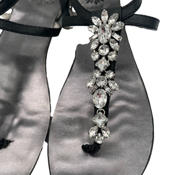 Yellow Box Windflower Embellished Black T-Strap Sandals Size 7 1/2 Women's - Picture 8 of 11